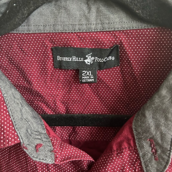 Beverly Hills Polo Club Men’s Red Dress Shirt 2XL - Picture 2 of 5